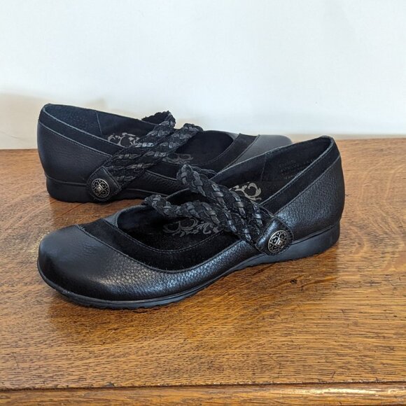 Aetrex Ada Braided Mary Jane Pebbled Leather Orthopedic Shoes Academia Boho - Picture 9 of 9